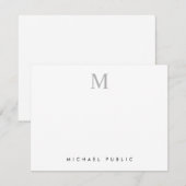 Aangepaste Elegant Modern Initiaal Monogram Eenvou Notitiekaartje (Voorkant / Achterkant)