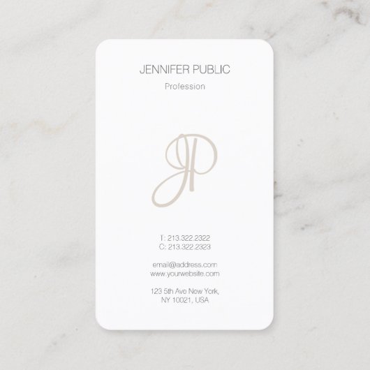 Aangepaste Elegant Modern Monogram Design Sjabloon Visitekaartje (Achterkant)