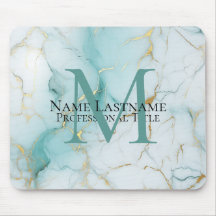 Aangepaste Elegant Monogram Aqua Marmer