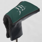 Aangepaste Elegant Monogram en Naam Groen Golfheadcover (3/4 voorkant)