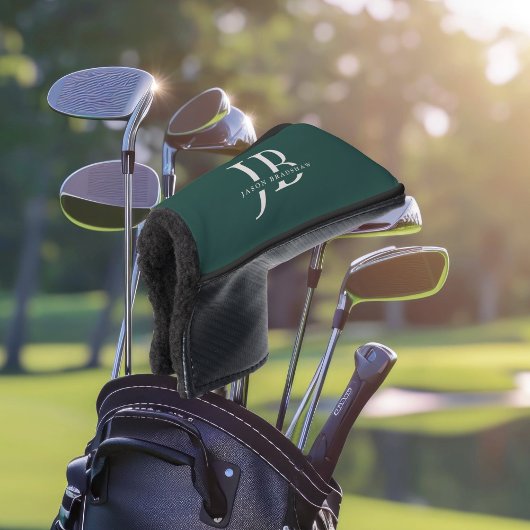 Aangepaste Elegant Monogram en Naam Groen Golfheadcover