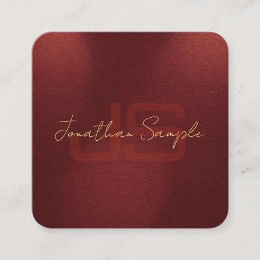 Aangepaste Elegant Monogram Initialen Gold Look Te Vierkante Visitekaartje (Voorkant)