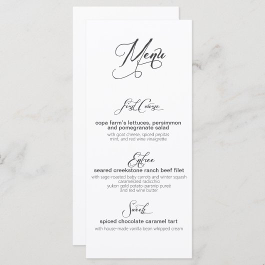 Aangepaste Elegant MYO 3-cursus menu Moderne Sjabl (Voorkant / Achterkant)