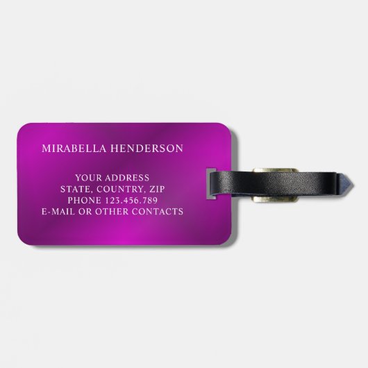 Aangepaste Elegant Paars Bright Bagagelabel (Achterkant horizontaal)