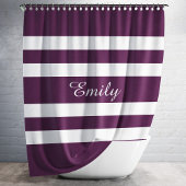 Aangepaste Elegant Paars White Striped Douchegordijn