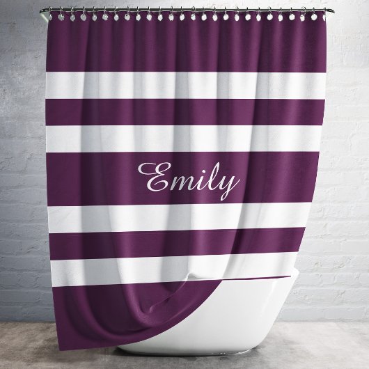 Aangepaste Elegant Paars White Striped Douchegordijn