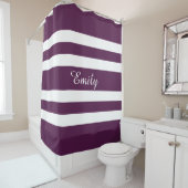 Aangepaste Elegant Paars White Striped Douchegordijn (In situ)