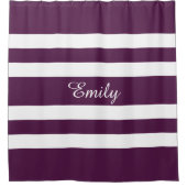 Aangepaste Elegant Paars White Striped Douchegordijn (Voorkant)