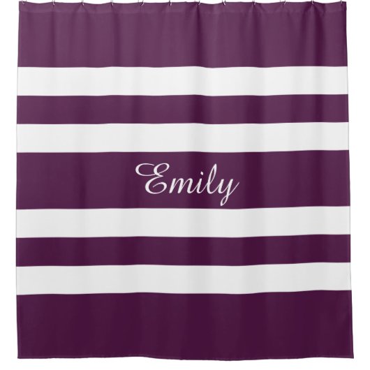 Aangepaste Elegant Paars White Striped Douchegordijn (Voorkant)