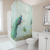 Aangepaste Elegant Peacock Feathers Tree Branch Douchegordijn (In situ)