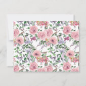 Aangepaste Elegant Pink Floral Roos Waterverf Notitiekaartje (Achterkant)