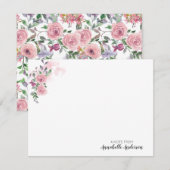 Aangepaste Elegant Pink Floral Roos Waterverf Notitiekaartje (Voorkant / Achterkant)