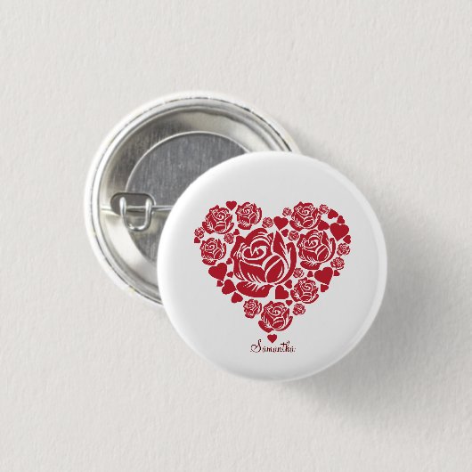 Aangepaste Elegant Red Rose Heart Valentijnse Ronde Button 3,2 Cm (Voorkant /achterkant)
