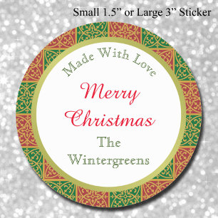 Aangepaste Elegant Rood en Groen Bakken Gift Ronde Sticker