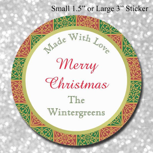 Aangepaste Elegant Rood en Groen Bakken Gift Ronde Sticker