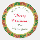 Aangepaste Elegant Rood en Groen Bakken Gift Ronde Sticker (Voorkant)