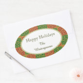 Aangepaste Elegant Rood en Groen Patroon Gift Stic Ovale Sticker (Envelop)