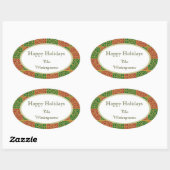 Aangepaste Elegant Rood en Groen Patroon Gift Stic Ovale Sticker (Vel)