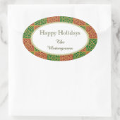 Aangepaste Elegant Rood en Groen Patroon Gift Stic Ovale Sticker (Tas)