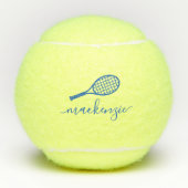 Aangepaste Elegant Script Blue Name Tennisballen (Voorkant)