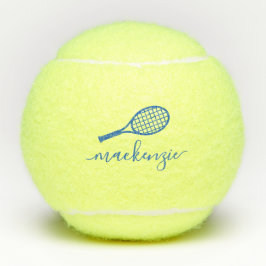 Aangepaste Elegant Script Blue Name Tennisballen