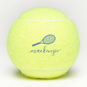 Aangepaste Elegant Script Blue Name Tennisballen