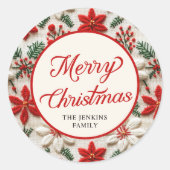 Aangepaste Elegant Script Merry Christmas Ronde Sticker (Voorkant)