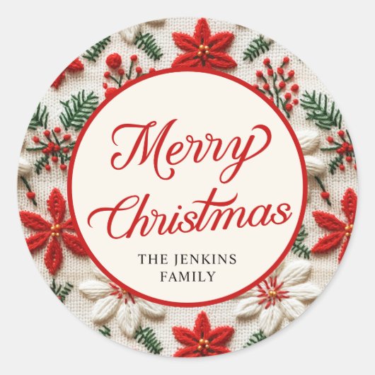 Aangepaste Elegant Script Merry Christmas Ronde Sticker (Voorkant)