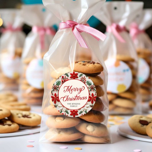 Aangepaste Elegant Script Merry Christmas Ronde Sticker