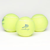 Aangepaste Elegant Script Name Blue Tennis Balls Tennisballen (Multi)