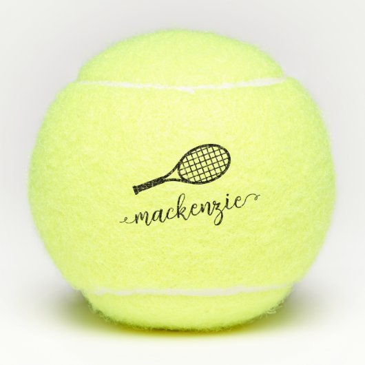 Aangepaste Elegant Script Name Tennis Balls Tennisballen (Voorkant)