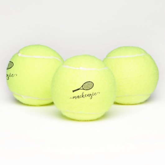 Aangepaste Elegant Script Name Tennis Balls Tennisballen (Multi)
