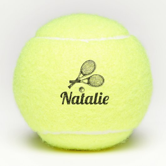 Aangepaste Elegant Script Name Tennis Balls Tennisballen (Voorkant)