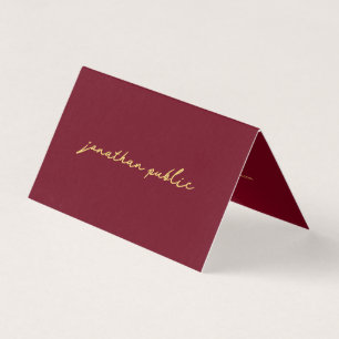 Aangepaste Elegant Script Rood & Goud Sjabloon Gev Visitekaartje