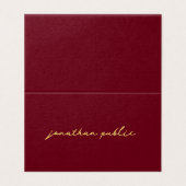 Aangepaste Elegant Script Rood & Goud Sjabloon Gev Visitekaartje (Buitenkant ongevouwen)