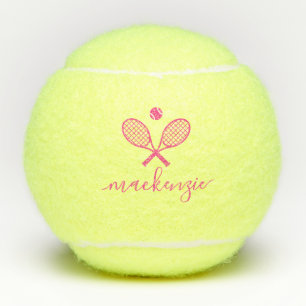 Aangepaste Elegant Script Text Pink Tennis Balls Tennisballen