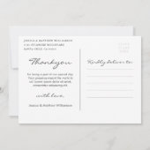 Aangepaste Elegant Script Trouwfoto Dank u Kaart (Achterkant)