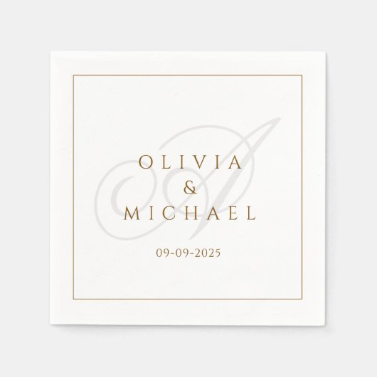 Aangepaste Elegant Script Trouwservetten  Servet (Voorkant)