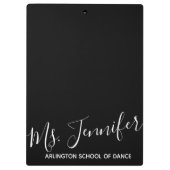 Aangepaste Elegant Scripted Dance Teacher Klembord (Achterkant)