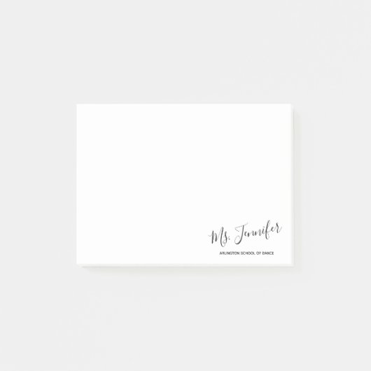 Aangepaste Elegant Scripted Dance Teacher Post-it® Notes (Voorkant)