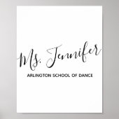 Aangepaste Elegant Scripted Dance Teacher Poster (Voorkant)