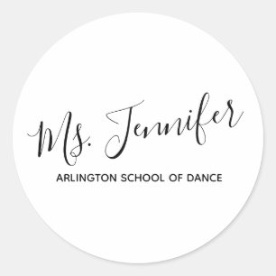 Aangepaste Elegant Scripted Dance Teacher Ronde Sticker