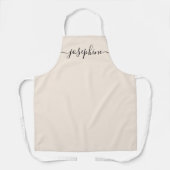 Aangepaste elegant scriptnaam soft beige schort (Voorkant)