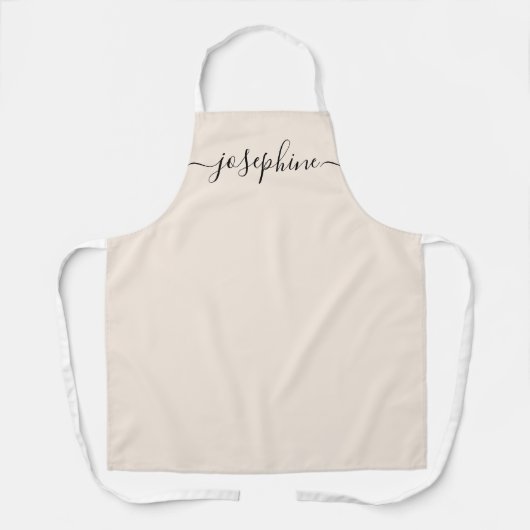 Aangepaste elegant scriptnaam soft beige schort (Voorkant)