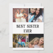 AANGEPASTE ELEGANT SISTER 4 FOTO COLLAGE BEDANKKAART (Voorkant)