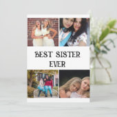 AANGEPASTE ELEGANT SISTER 4 FOTO COLLAGE BEDANKKAART (Staand voorkant)