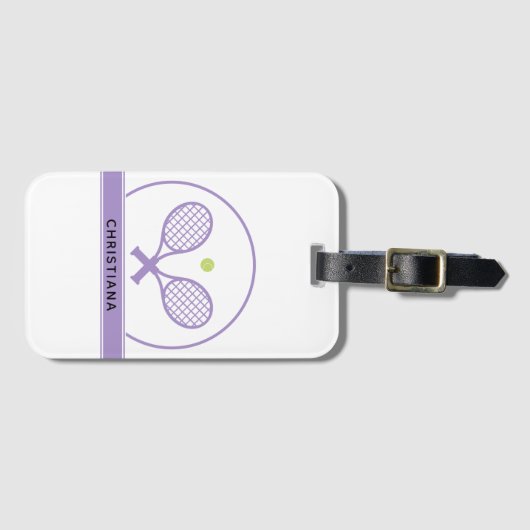 Aangepaste Elegant Tennis Racket en Ball Cute Bagagelabel (Voorkant (horizontaal))