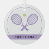 Aangepaste Elegant Tennis Racket en Ball Cute Glas Ornament (Voorkant)