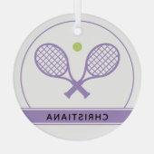 Aangepaste Elegant Tennis Racket en Ball Cute Glas Ornament (Achterkant)