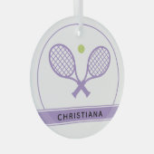 Aangepaste Elegant Tennis Racket en Ball Cute Glas Ornament (Voorkant Rechts)